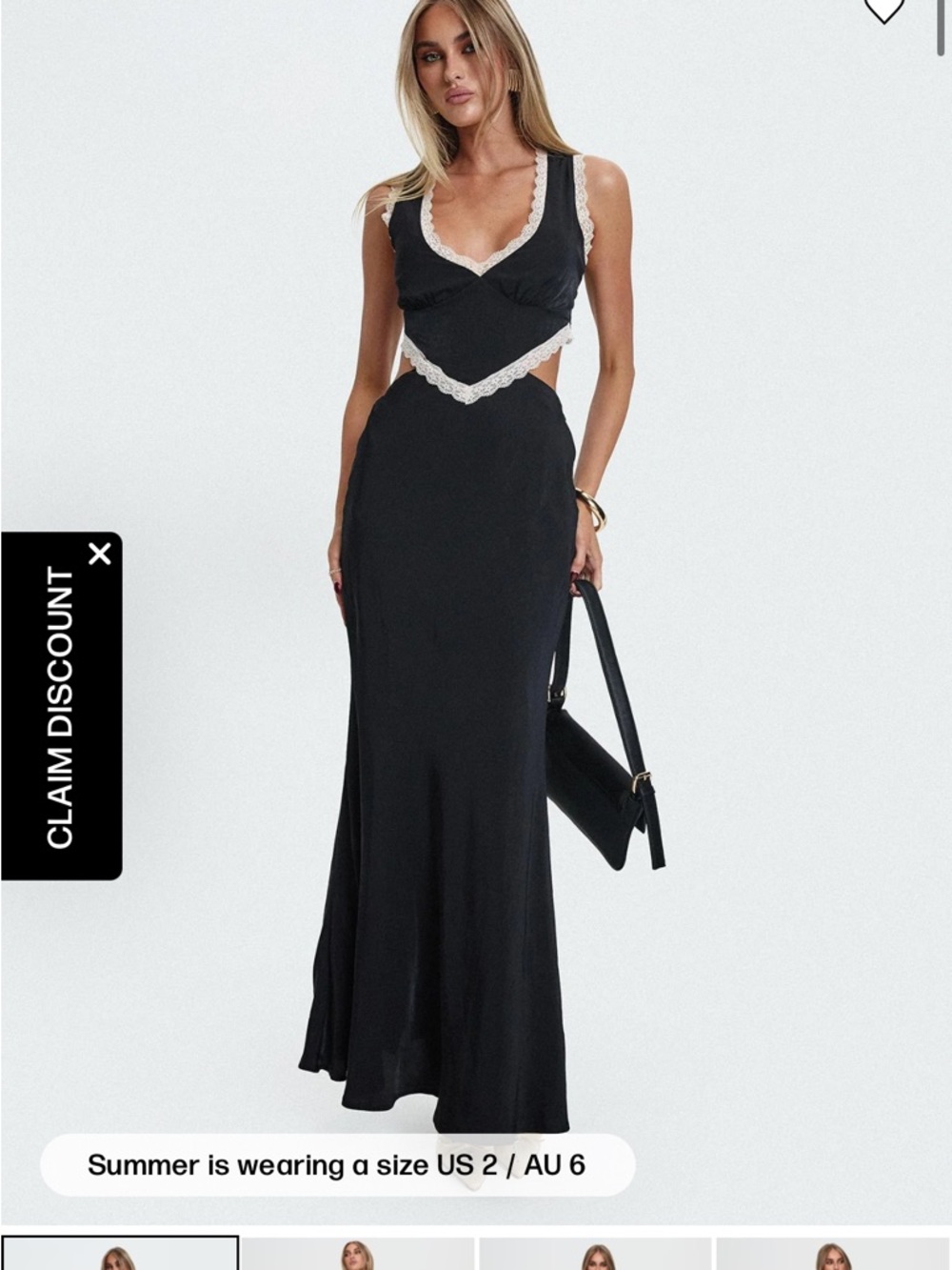Princess Polly Black Maxi Dress with Cream Lace Trim